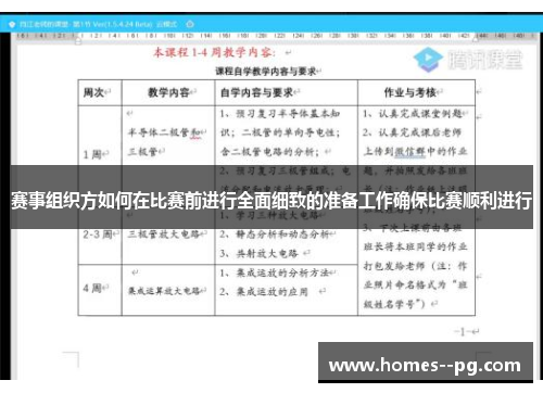赛事组织方如何在比赛前进行全面细致的准备工作确保比赛顺利进行